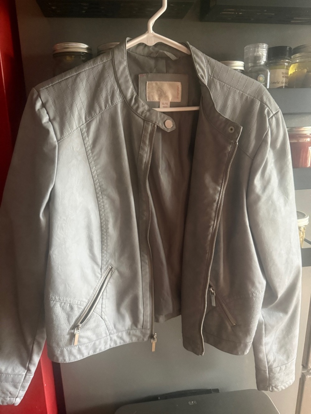 Xhilaration Gray Faux Leather Moto Jacket